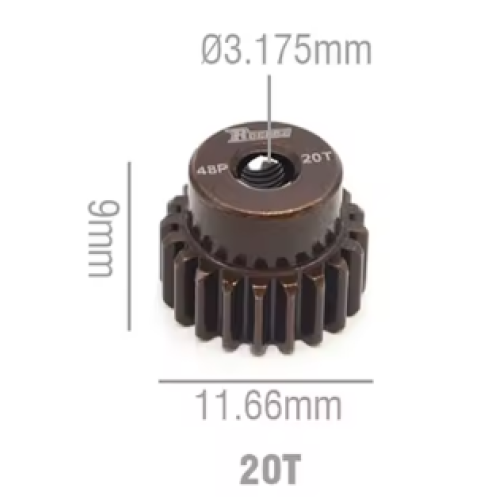 Rocket RC 48DP Steel Pinion Gear 20T 3.175mm Hole