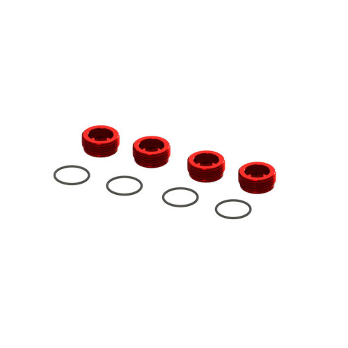 Arrma Aluminum Front Hub Nut Red (4) Inc O-Rings Limitless/ Mojave ARA320467