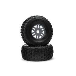 Arrma Mojave 6S Dboots 'Fortress' Tyre Set Glued Gun Metal (Pair) ARA550069