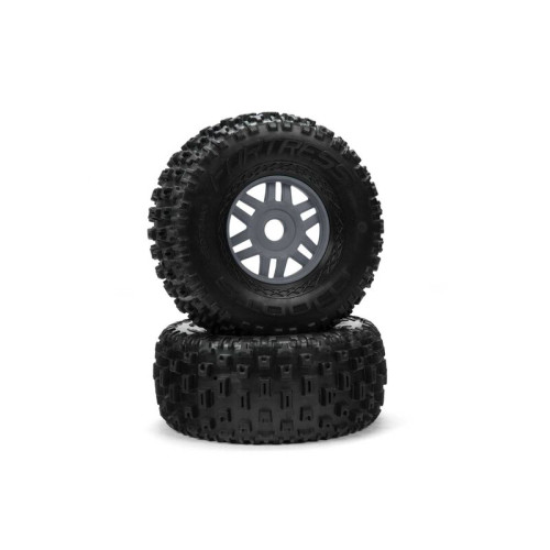 Arrma Mojave 6S Dboots 'Fortress' Tyre Set Glued Gun Metal (Pair) ARA550069
