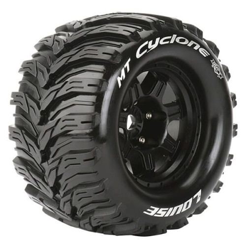 Louise MFT 1/8 MT-Cyclone Monster Truck Sports Tires / 1/2 Offset Black Rim Hex 17mm / Mounted L-T3323BH