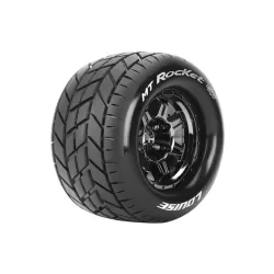 Louise MFT 1/8 MT-Rocket Monster Truck Sports Tires / 1/2 Offset Black Chrome Rim Hex 17mm / Mounted L-T3320BCH