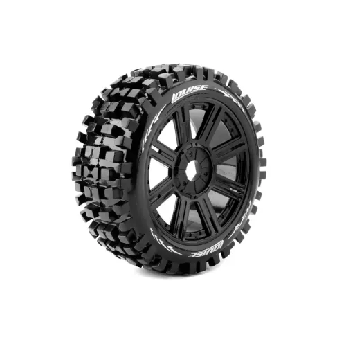Louise B-ulldoze 1/8 Buggy Tire Soft / Black Spoke Rim / Mounted Hex 17mm LR-T324SB