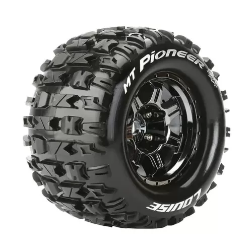 Louise MFT 1/8 MT-Pioneer Monster Truck Sports Tires / 1/2 Offset Black Chrome Rim Hex 17mm / Mounted L-T3321BCH